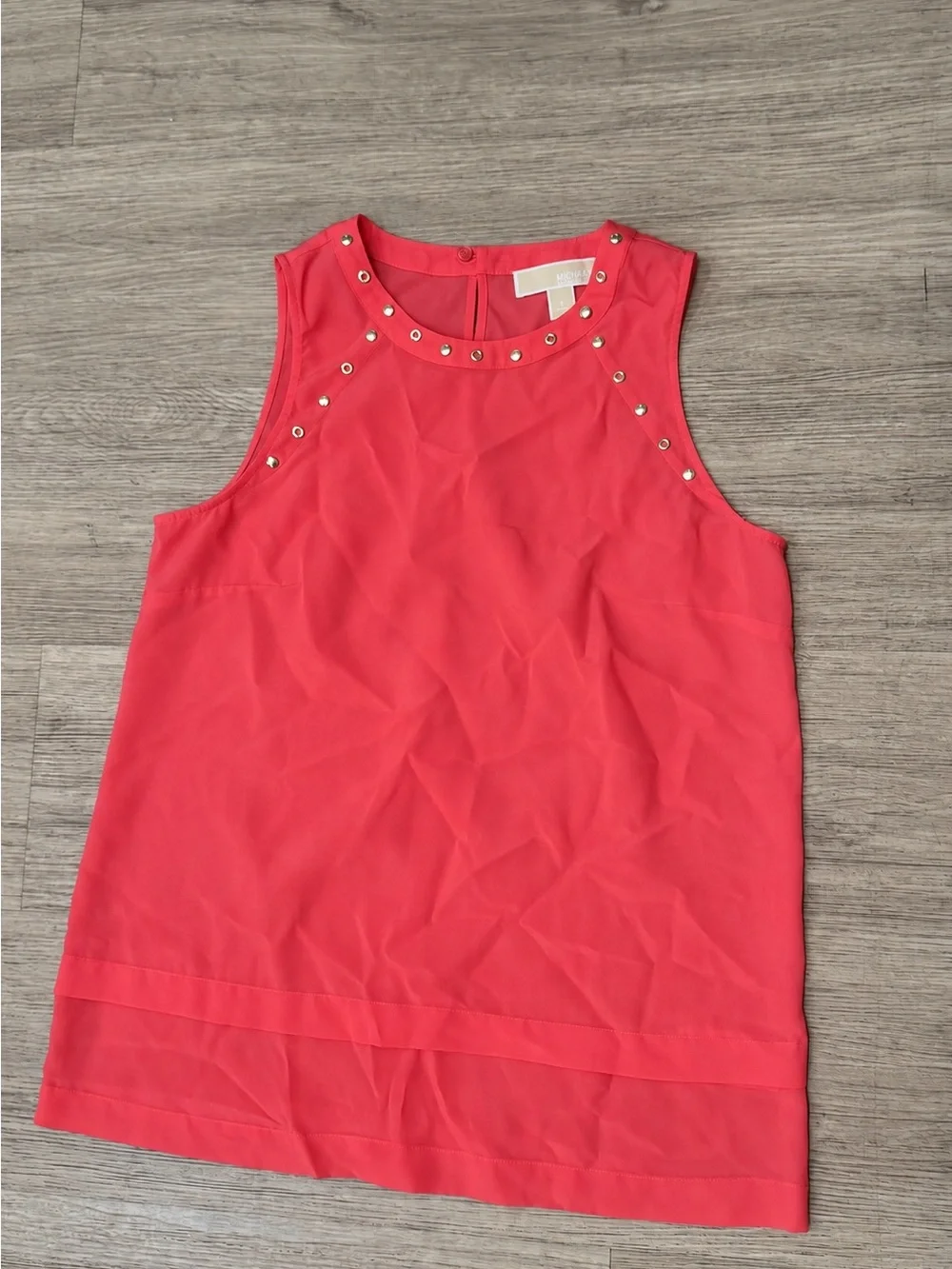 Michael Kors Coral-Red Studded Sleeveless Camisole